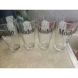 Modelo Cerveza Set Of 4 Pint Glasses Lion Logo